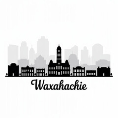 Obraz premium Waxahachie Skyline Silhouette — A Historic North Texas Courthouse City Vector