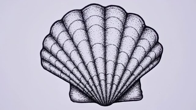Seashell Illustration with intricate Stippling Technique for Decorative Design, artistic use