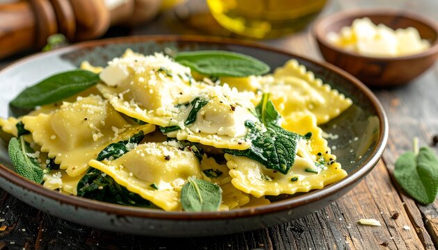 Ravioli mit Ricotta und Spinat