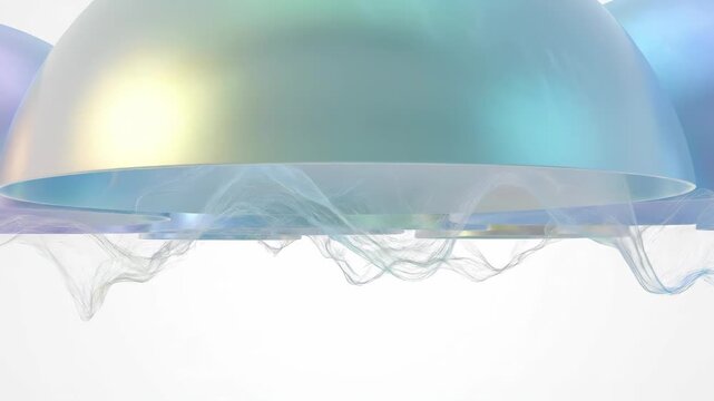 Abstract Colorful Bubbles and Liquid Surface Motion in Fluid Dynamics
