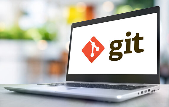 Git - distributed version control software system displayed on laptop