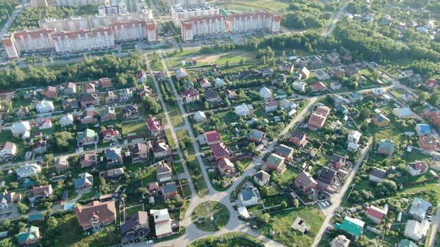Drone flying forward tilting down over Ryazan