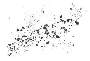  Fresh pieces of asphalt scattered, isolated on white background, top view, design element, clipping