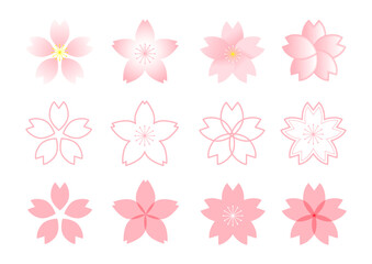 Simple cherry blossom icon set