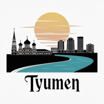 Tyumen Skyline Silhouette &mdash; Russia&rsquo;s First Siberian City Vector Illustration