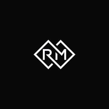 rm logo, white letters on black background