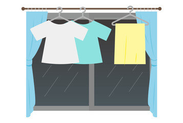 Illustration of drying laundry indoors