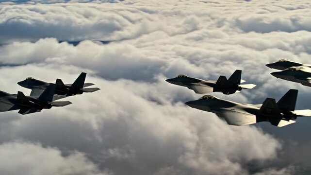 F-35 Fighter Jets Flying Above Cloud Layer