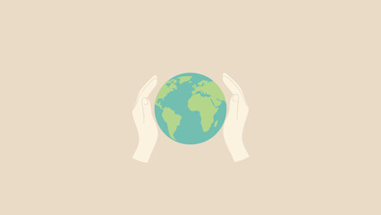 Two Hands Holding Earth Globe Vector Illustration 