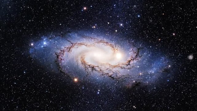 Multiple galaxies and stars illuminate deep space with cosmic dust