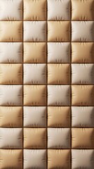 Fototapeta premium Abstract 3D Quilted Leather Grid Background, Soft Beige Puffy Squares Pattern 2