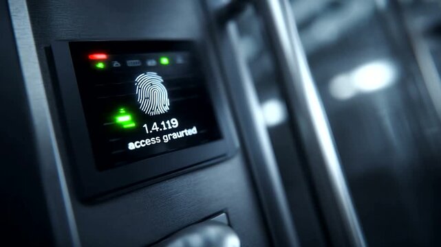 Fingerprint scanner displaying access granted status