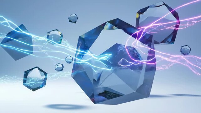 Abstract Digital Hexagons with Electric Energy and Lightning Effects