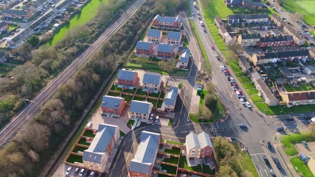 Aerial view of a new housing development in Basildon, Essex, United Kingdom