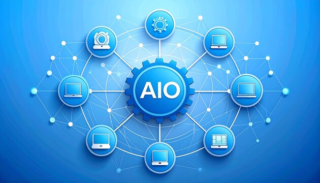 AIO artificial intelligence network graphic representing advanced SEO and digital optimization systems