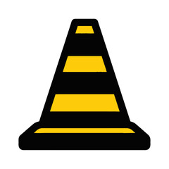 Black and Yellow Traffic Cone Illustration.