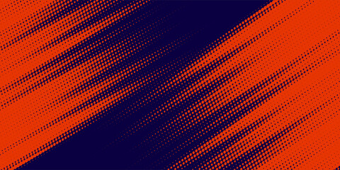 Fototapeta premium Abstract speed lines style orange color halftone banner design template. Vector sport