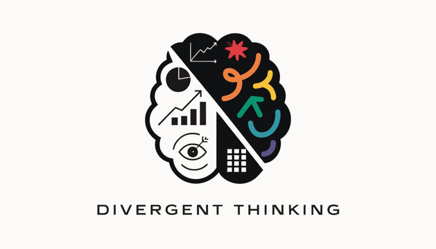 Creative brainstorming concept with divergent thinking brain