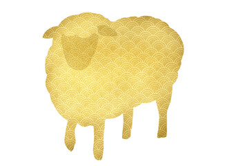 金色の羊のお洒落なカットイラスト