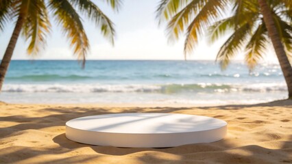Obraz premium Beach scene with white round platform