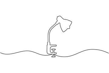 Obraz premium Desk lamp continuous one line art minimalist outline editable vector icon
