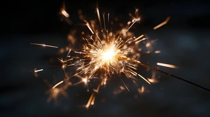 Fototapeta premium A bright sparkler burns brightly against a dark blurry background
