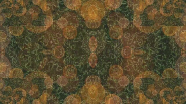 Golden Brown Ornamental Symmetrical Abstract Background with Vintage Decorative Texture