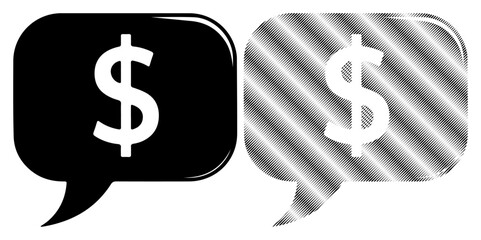Fototapeta premium Two speech bubbles with dollar signs, representing financial communication or transactions