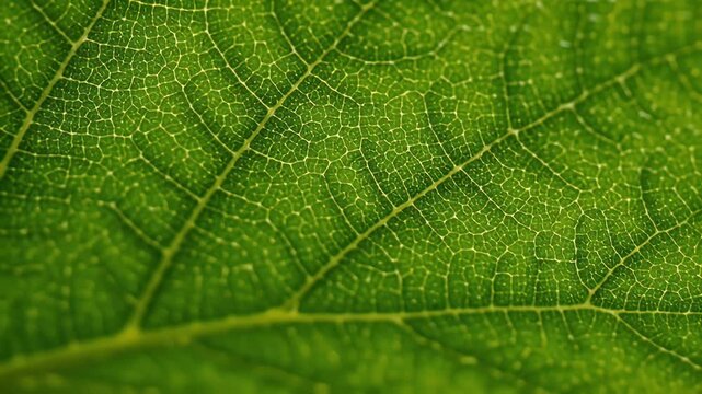 Close up of green leaf with intricate veins natural organic texture