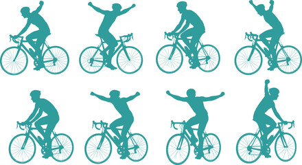 Obraz premium Professional road cyclist racing silhouette, athlete winning competition, bicycle riding action, sport exercise health, performance cycling, speed motion endurance, outdoor fitness activity.