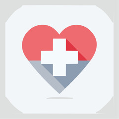 Obraz premium Red and white cross within a heart symbol representing health and care
