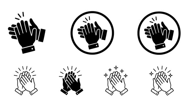 Clapping hands icon set for applause and celebration symbols
