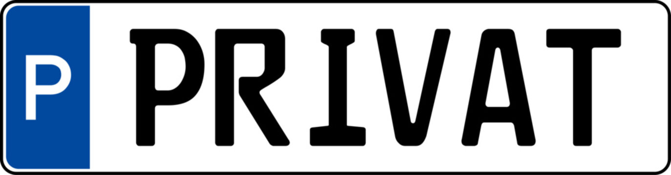 privat parking shield in german license plate style
