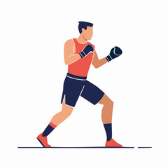 Obraz premium A male boxer in a ready fighting stance, a dynamic illustration representing fitness, strength, and sport training