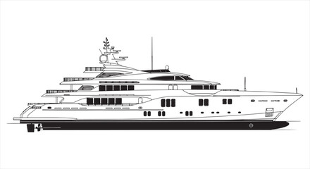 Fototapeta premium Speed Boat Blueprint – Luxury Motorboat Engineering CAD Technical Drawing