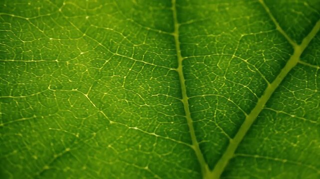 Close up of vibrant green leaf details showing textured surface