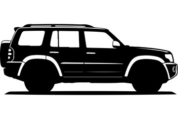 Black SUV Vehicle Silhouette Vector Art