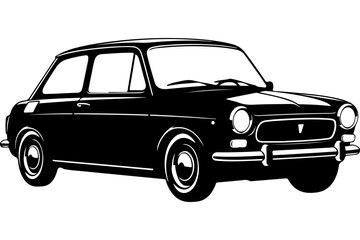 Obraz premium Vintage Compact Car Vector Illustration