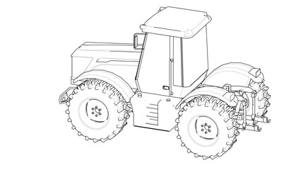 Obraz premium tractor graphic sketch 3d illustration 