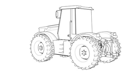 Fototapeta premium tractor graphic sketch 3d illustration 