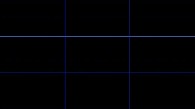 rule of thirds grid for framing and composition for film, video, photography and cinematography image making guide frame camera guide markings overlay 4K animation with alpha channel 