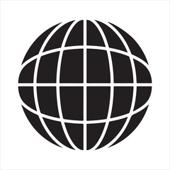 A detailed world globe graphic with a dark vector silhouette. Globe Earth Grid Silhouette Icon Vector Illustration © Smart Craft SVG