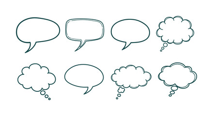 Hand Drawn Speech Thought Bubble Vector Collection Dialogue Communication Doodle Sketch Elements Set