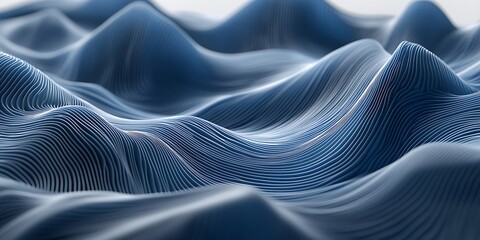 Naklejka premium Abstract Blue Fluid Waves Background Digital Mesh Texture Surface Design