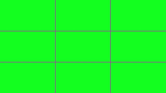 rule of thirds composition and framing grid guide frame gridlines used for photography, cinematography, film, video and art images 4K on screen video assist guides overlay with green screen chroma key