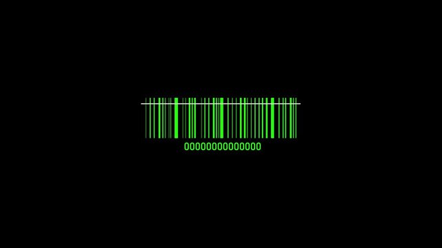 Bar code scanning animation in the background. Retail label barcode scanning.