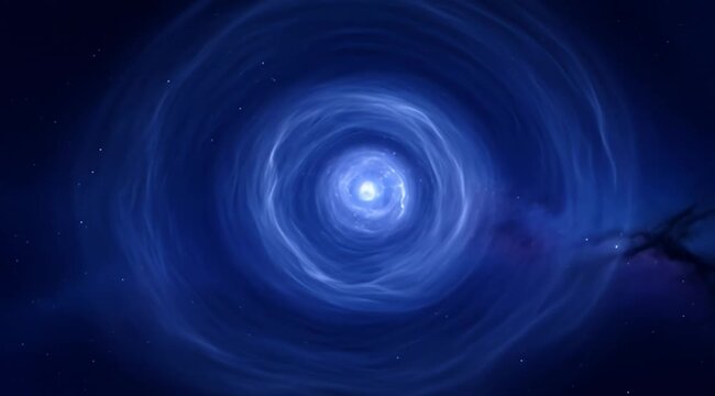 Mystical blue vortex in space with stars, a cosmic and ethereal scene
