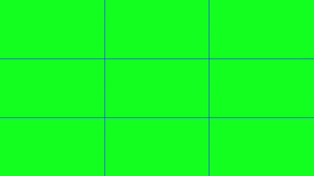 rule of thirds composition and framing grid guide frame gridlines used for photography, cinematography, film, video and art images 4K on screen video assist guides overlay with green screen chroma key
