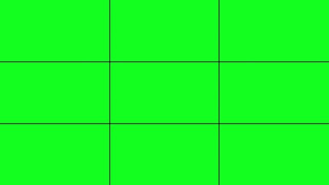 rule of thirds composition and framing grid guide frame gridlines used for photography, cinematography, film, video and art images 4K on screen video assist guides overlay with green screen chroma key