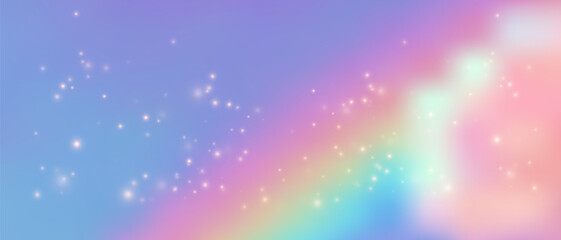 Dreamy pastel rainbow background with glitter sparkles and soft gradient, perfect for unicorn-themed designs, magical fairy tales, or princess party backdrops with rainbow charm. © Narin